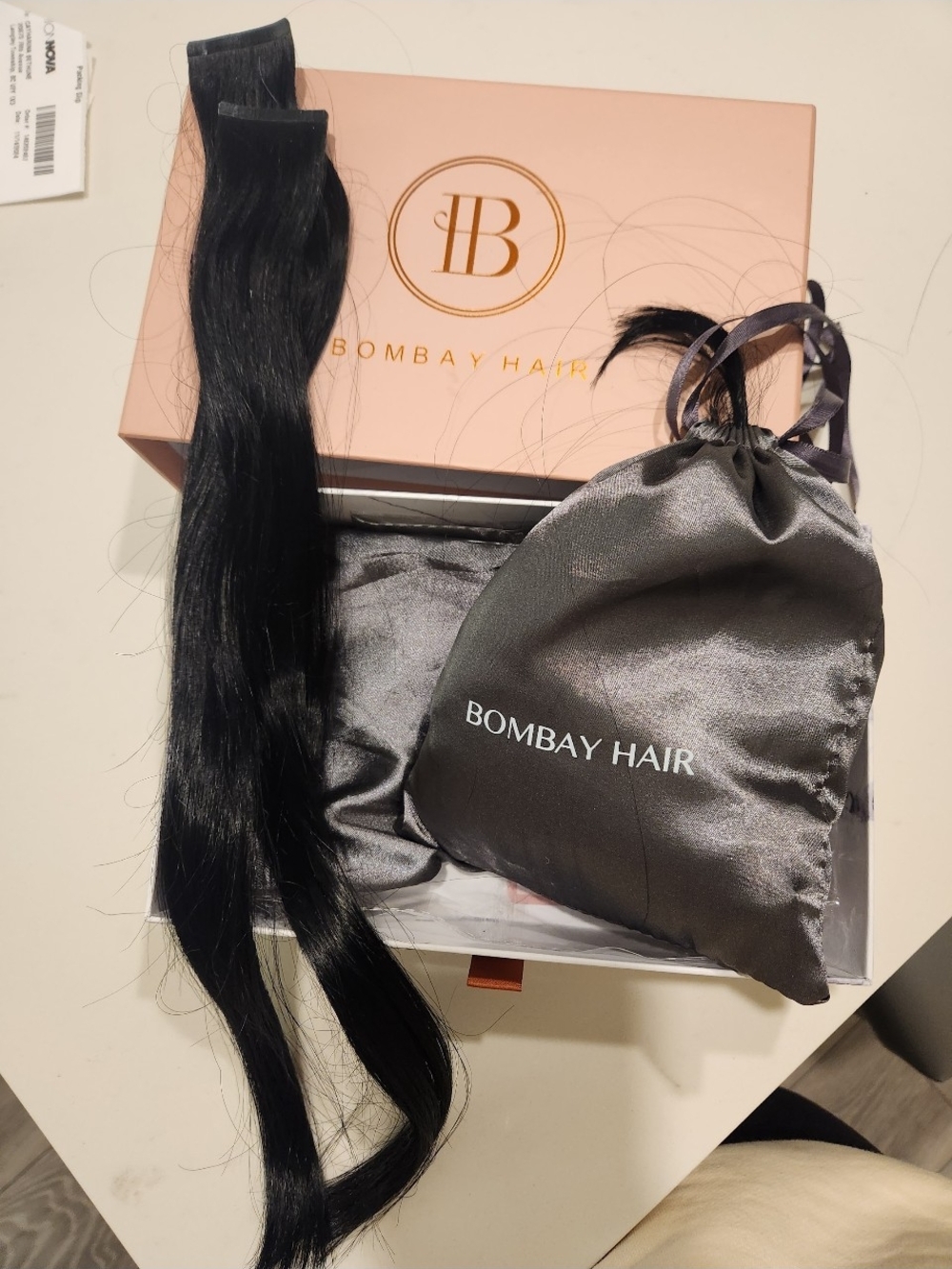 Bombay Black Clip-In Hair Extensions with Satin Storage Pouch